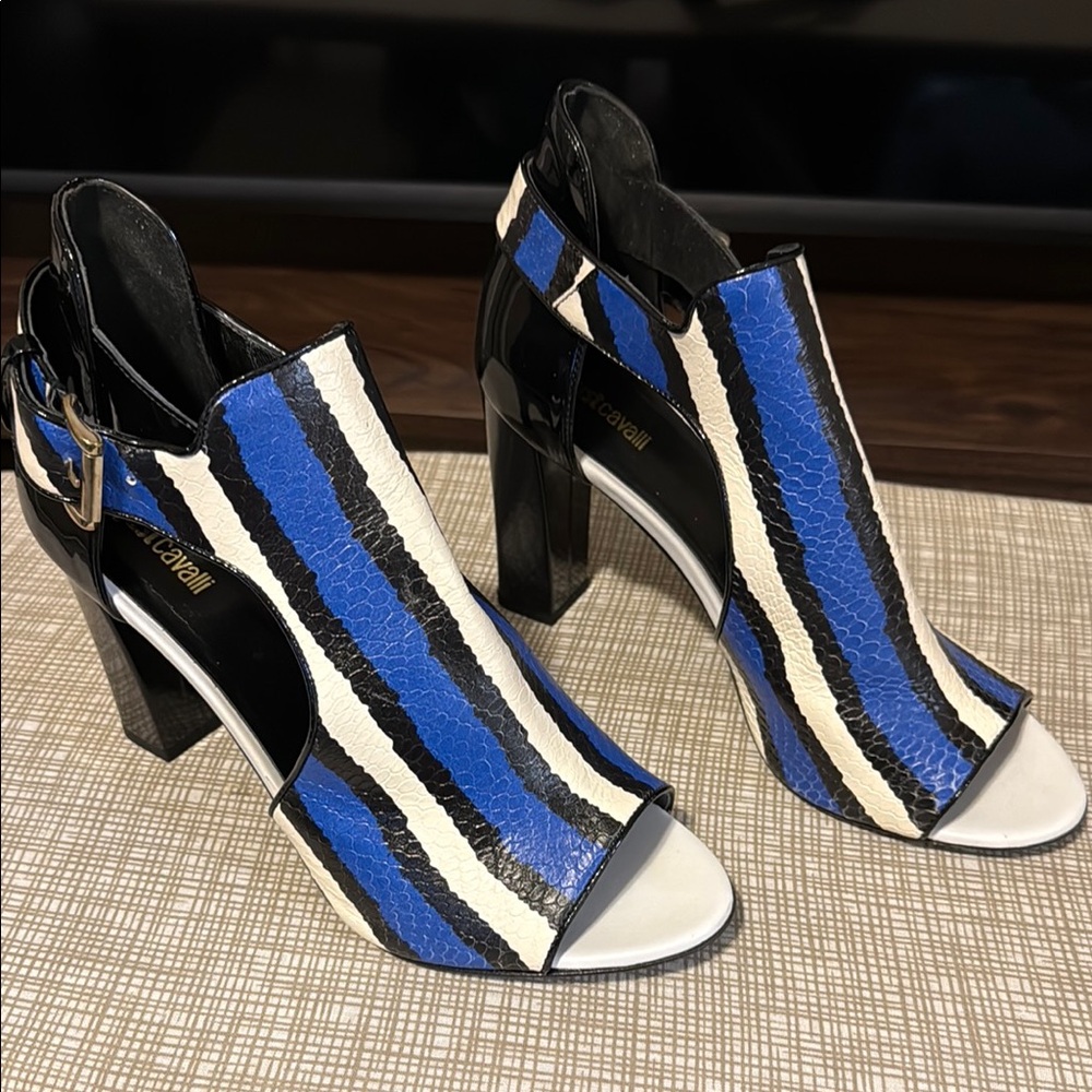 Roberto Cavalli Blue and White Women's Heels